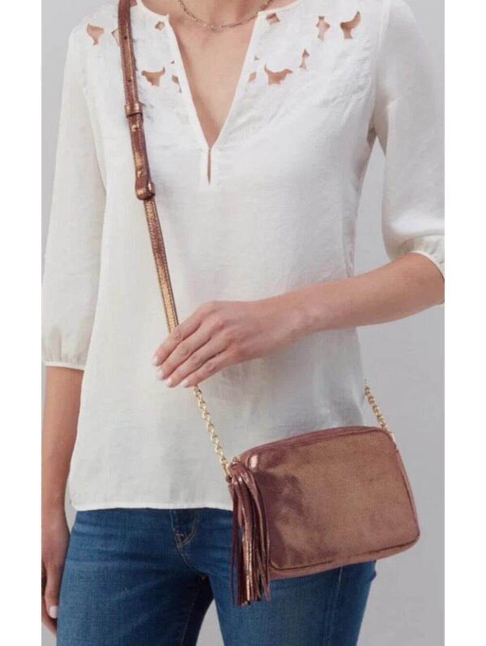 NWT HOBO Renny Small Crossbody Bag Sugar Plum Metallic Leather MSRP $178